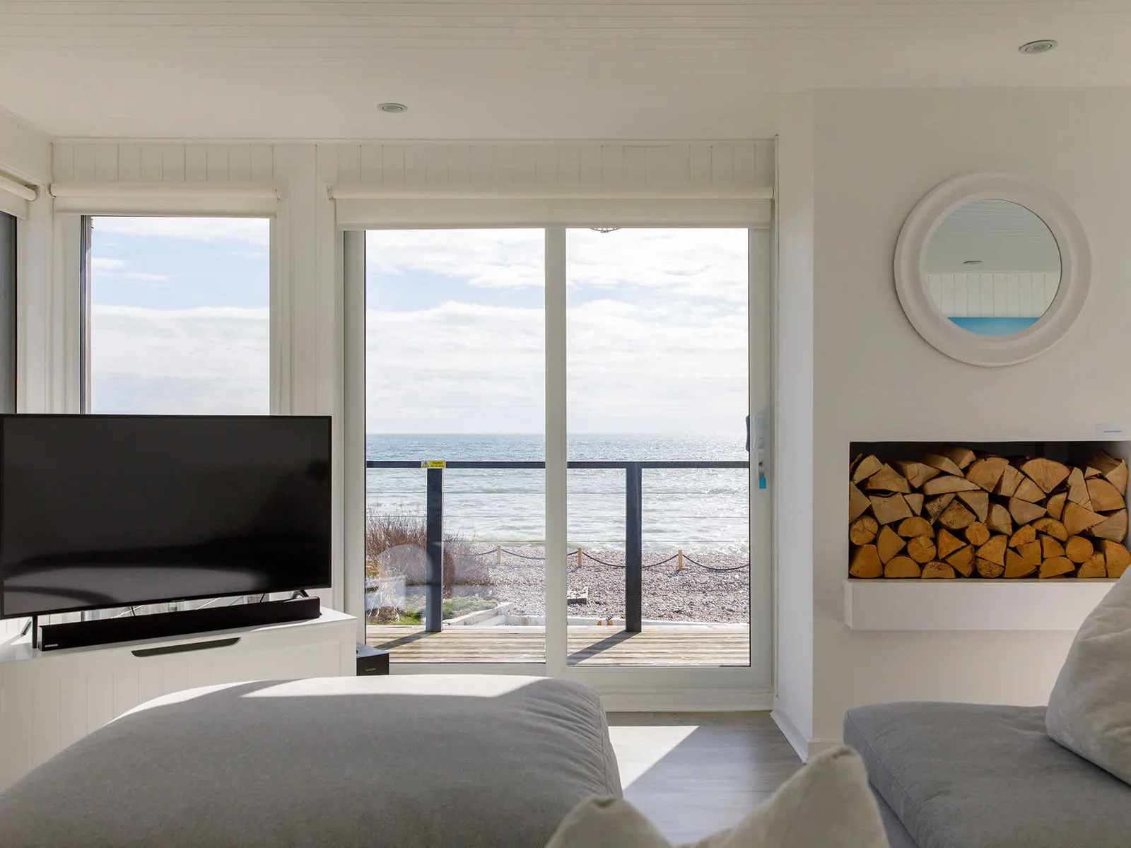 Watch the sunset on clear days or rolling waves during storms.