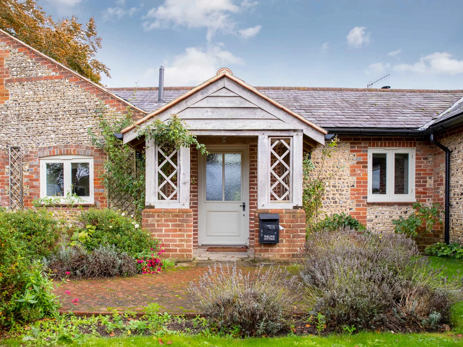 The front of this stunning country retreat.