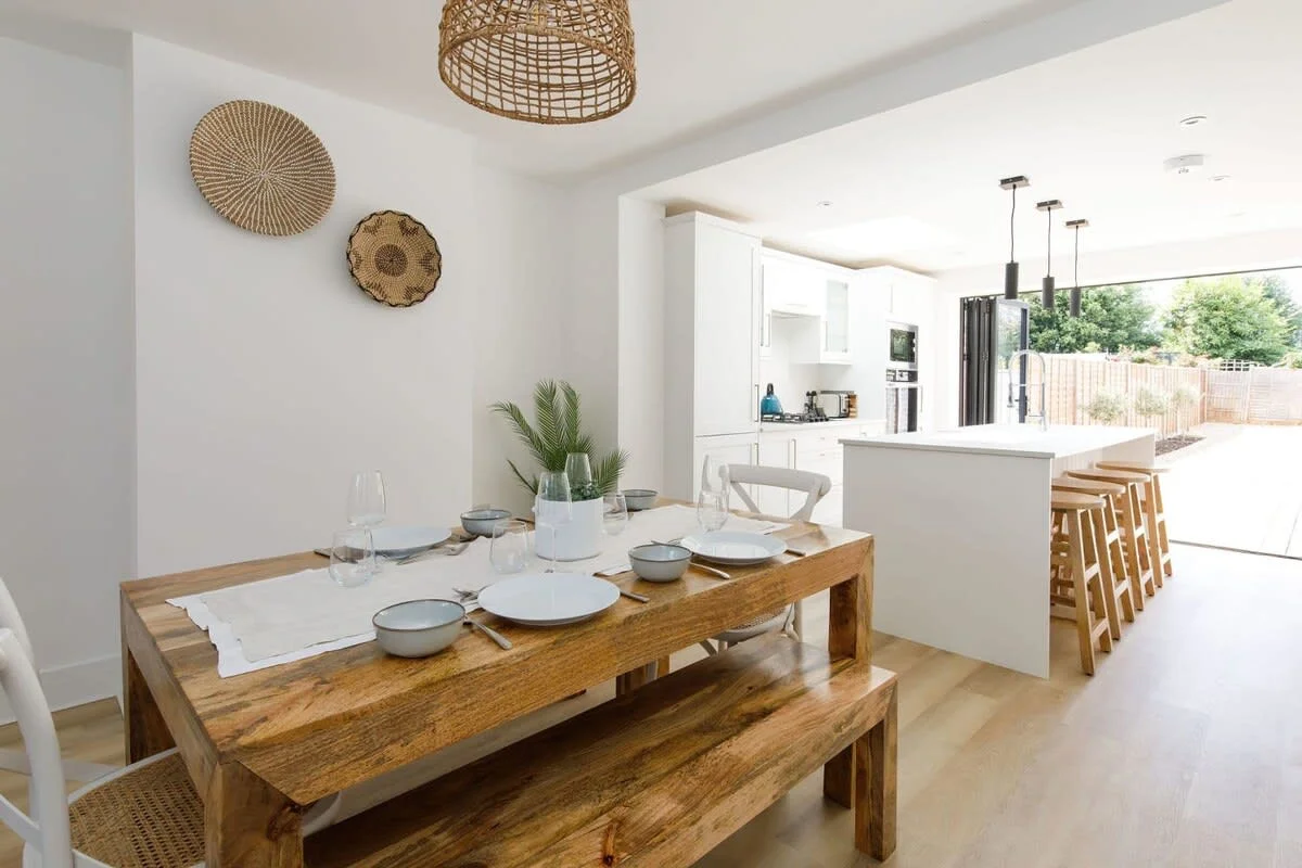 Each room has been thoughtfully furnished to create a modern, clean interior with hints of boho chic.