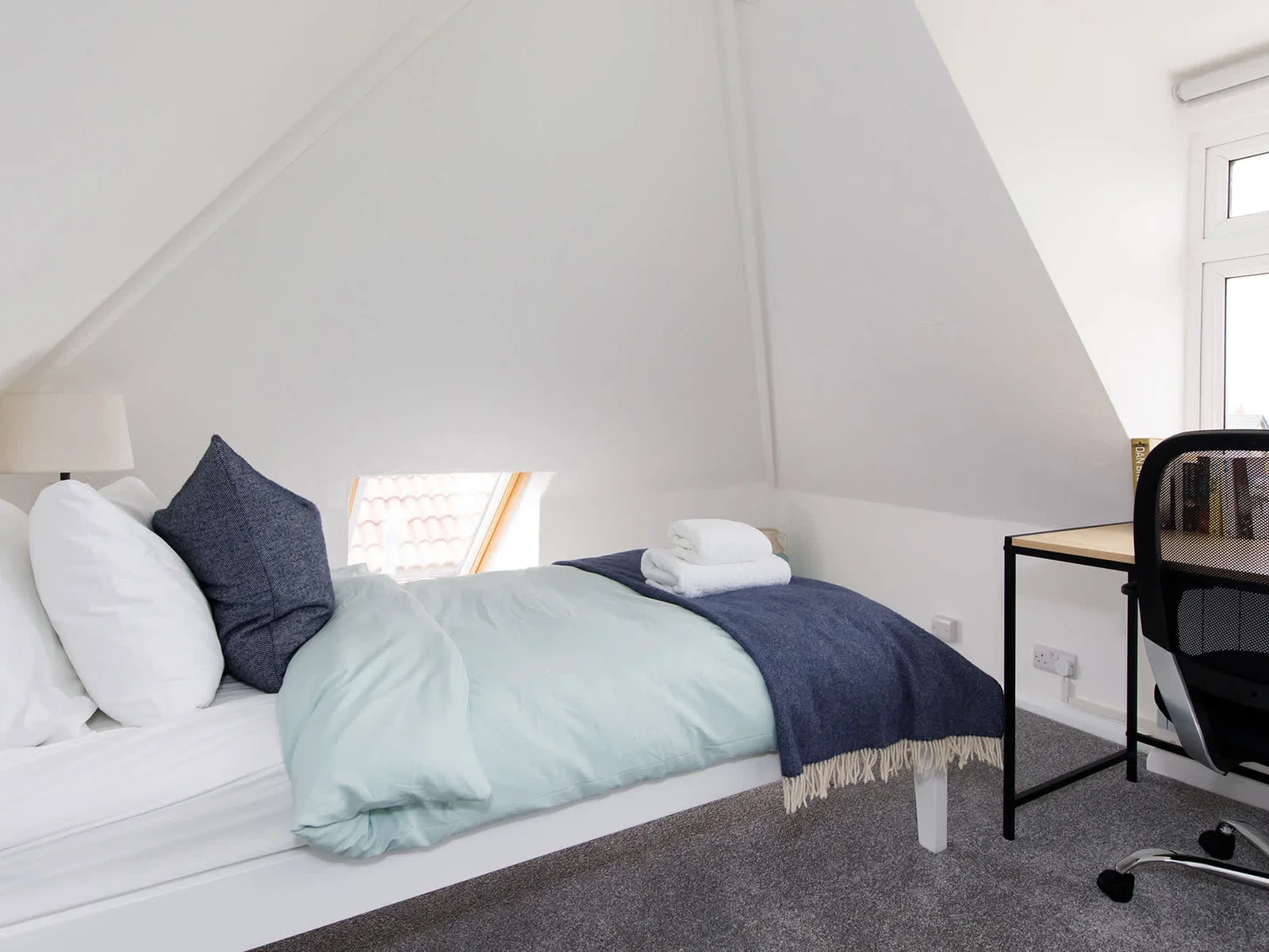 The loft room is a single room but also doubles up as a quiet office space if you need to catch up on some work or study.