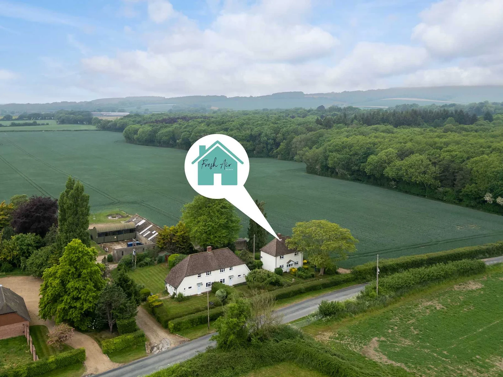 Home sweet home surrounded by a sea of green!