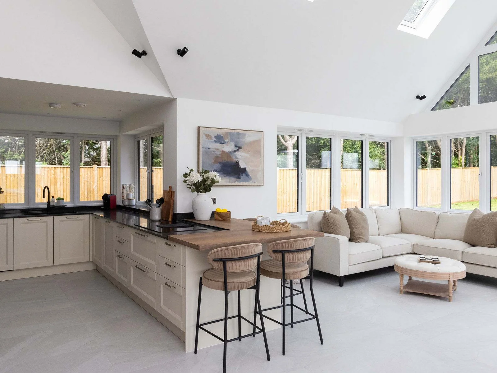 Spacious open-plan kitchen and living area
