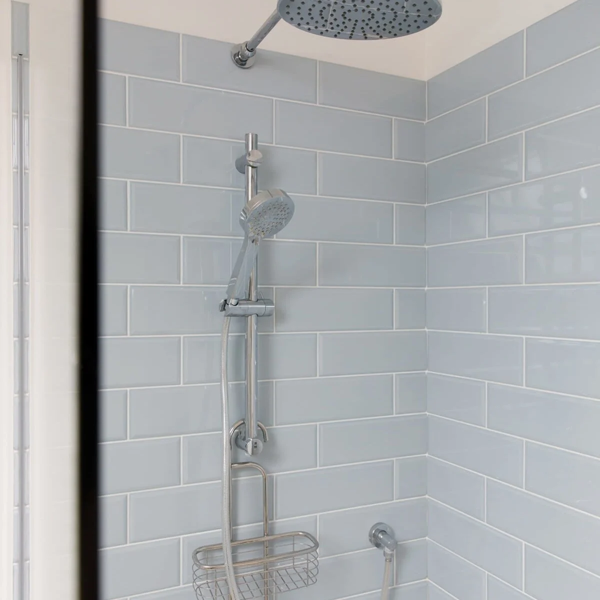 Large shower in the family bathroom.