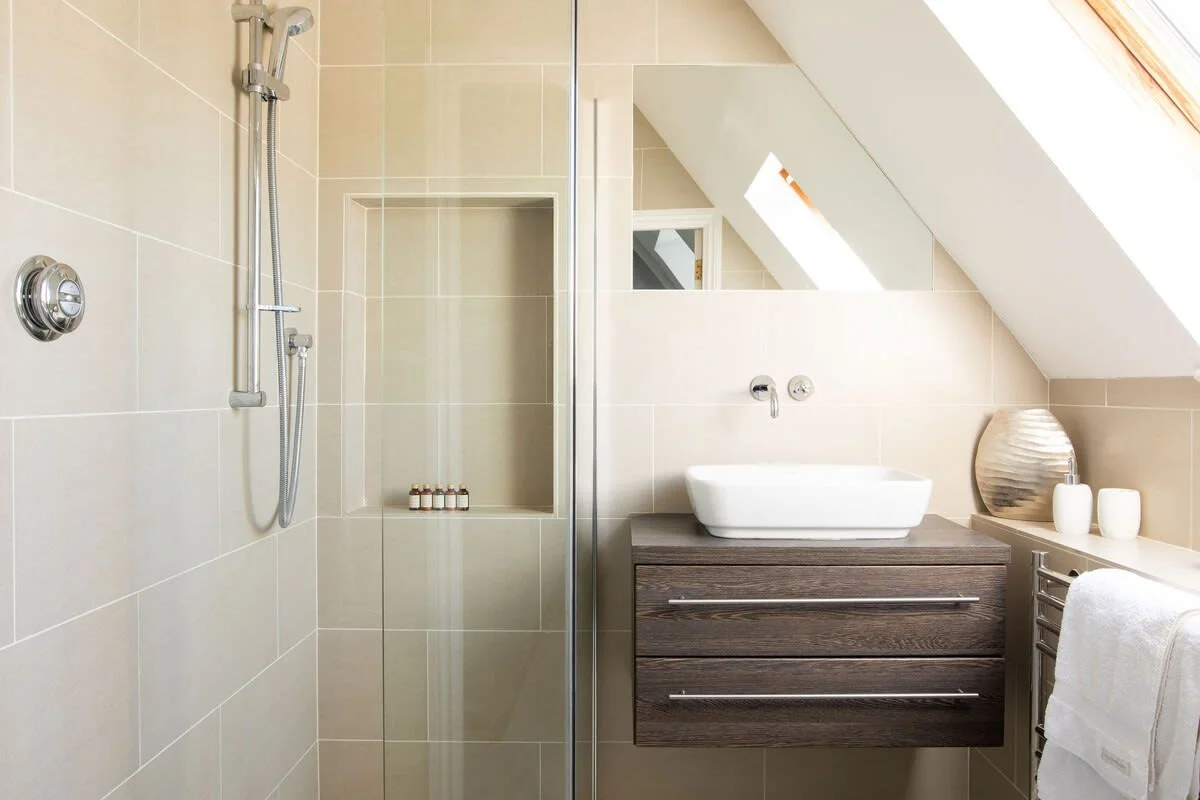 The home has three bathrooms, two on the second floors and one on the ground floor.