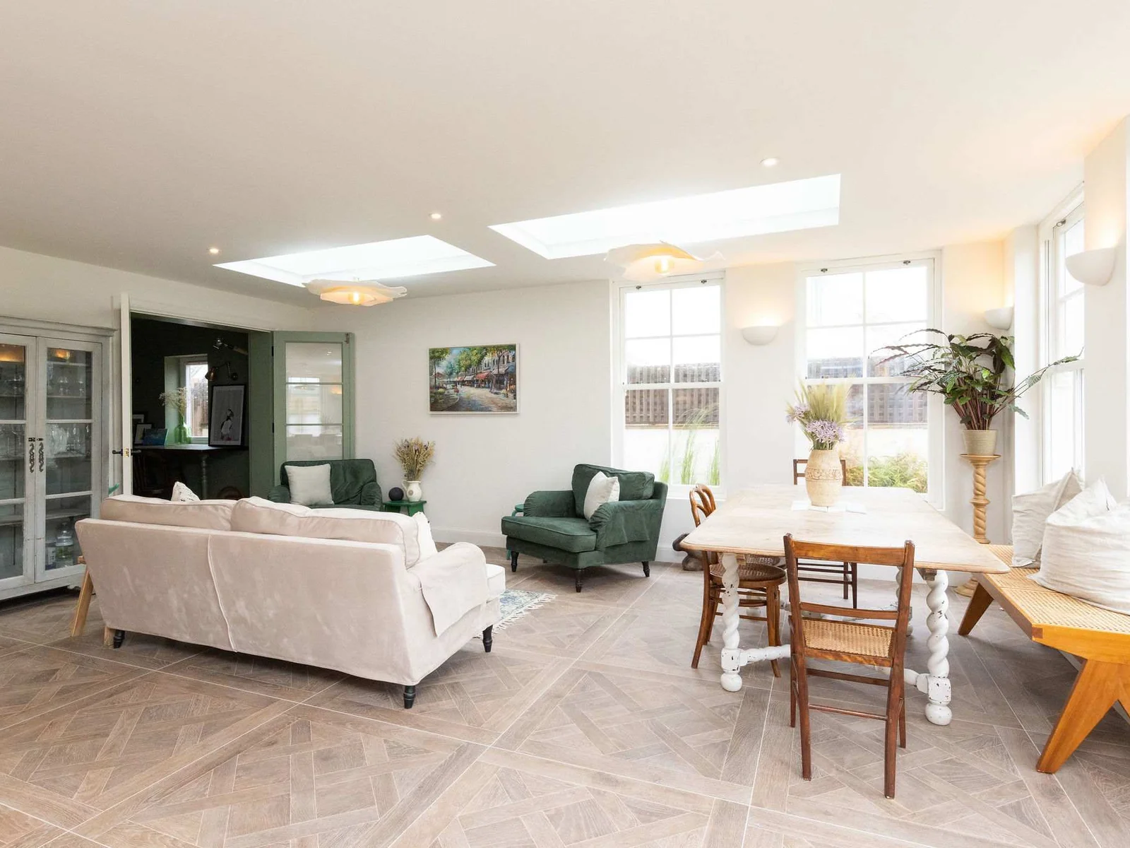 Comfortable seating area for the whole family to relax and dine together.
