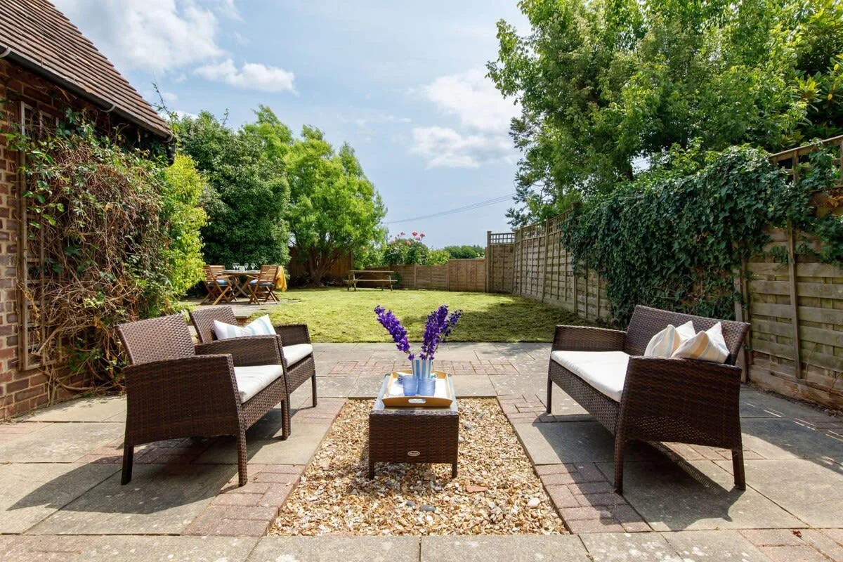 The garden has a number of relaxing places to sit