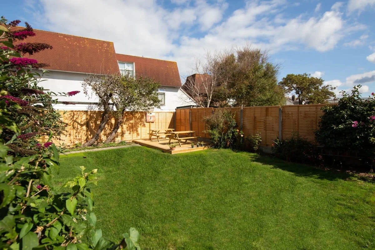 Guests have access to the grassy rear garden
