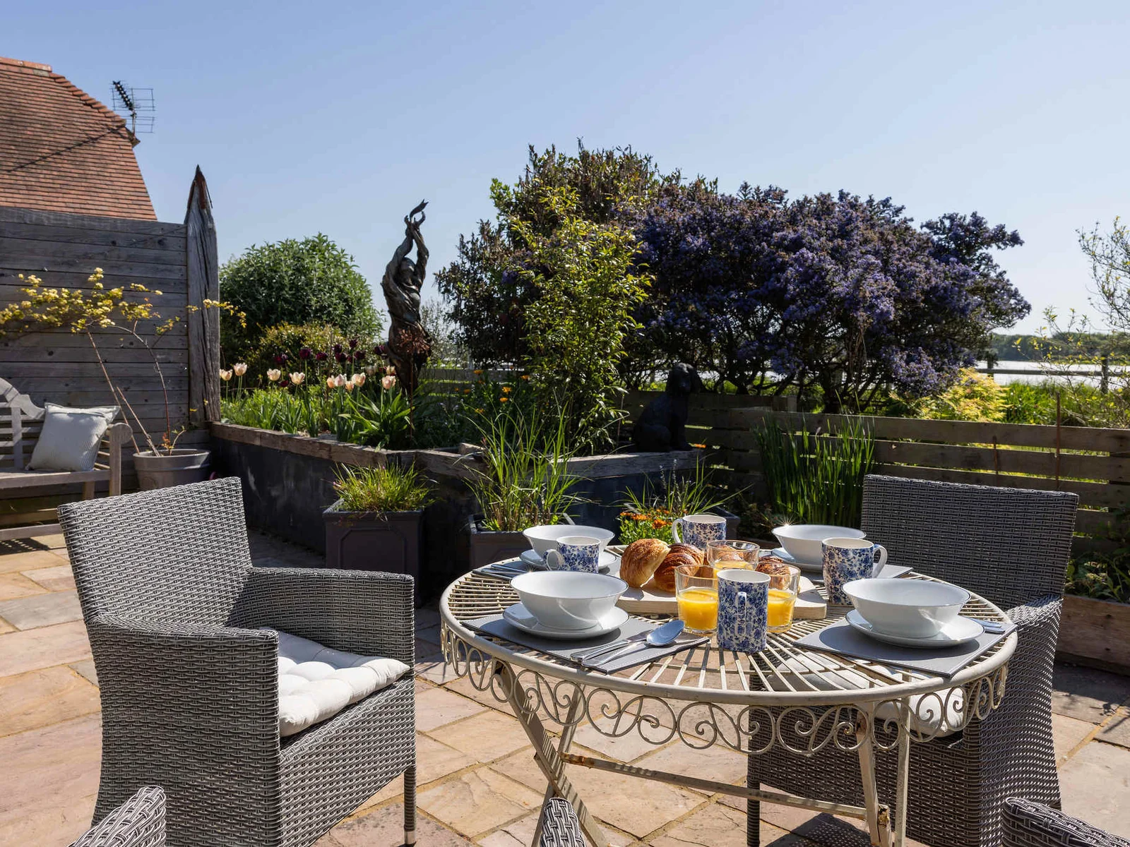 Enjoy delightful meals on this charming outdoor patio.
