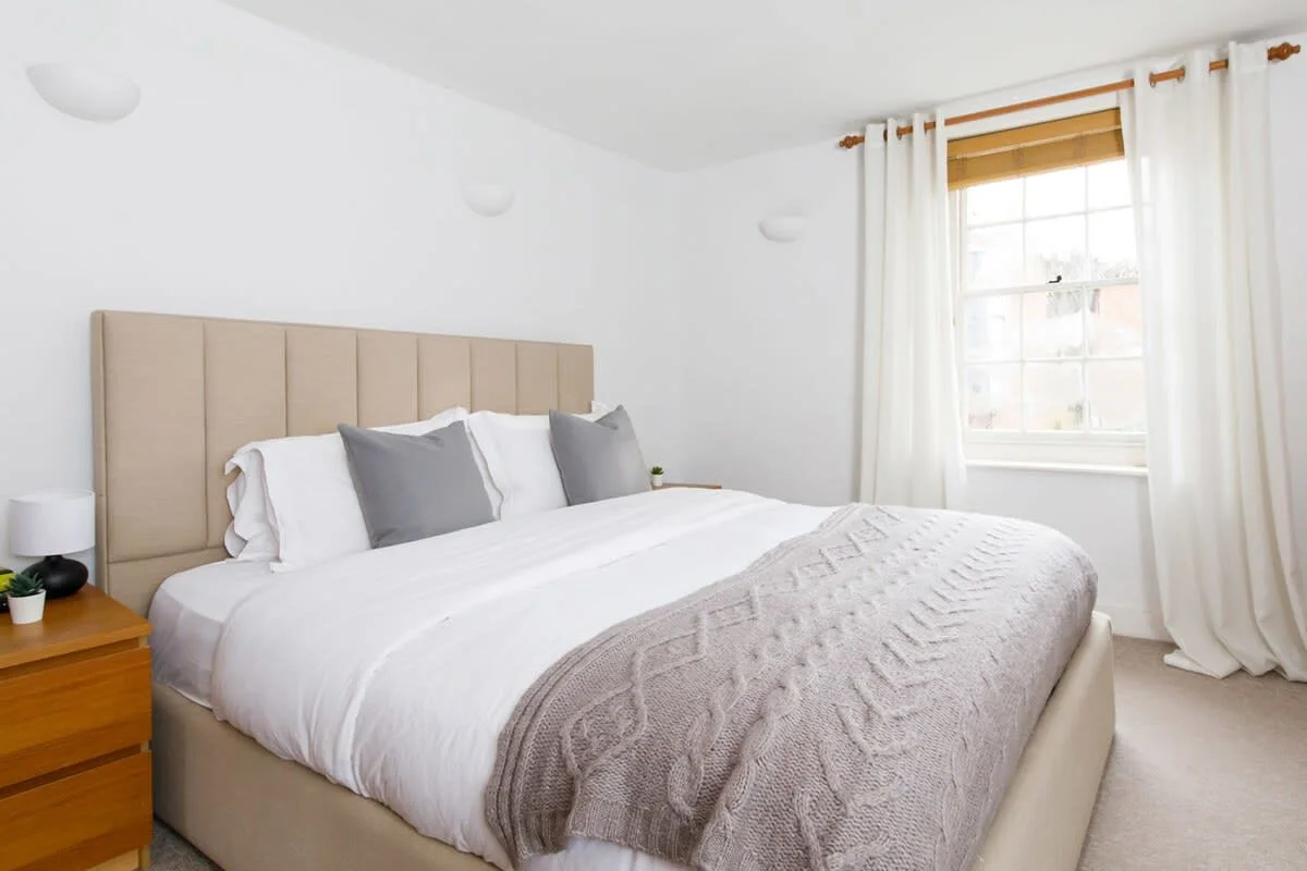 The main bedroom has a luxurious super king bed.