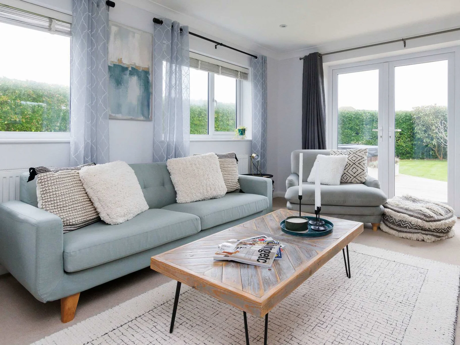 Sink into the comfy sofa and put your feet up with a good book. Open the patio doors to the garden on warmer days.