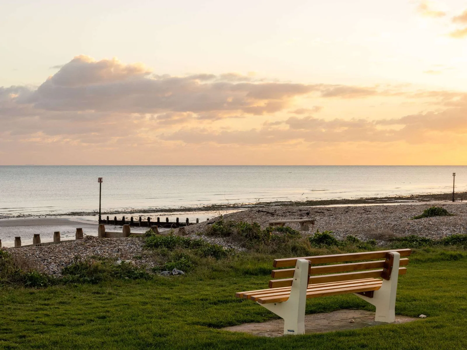 Peaceful bench overlooking the beach.