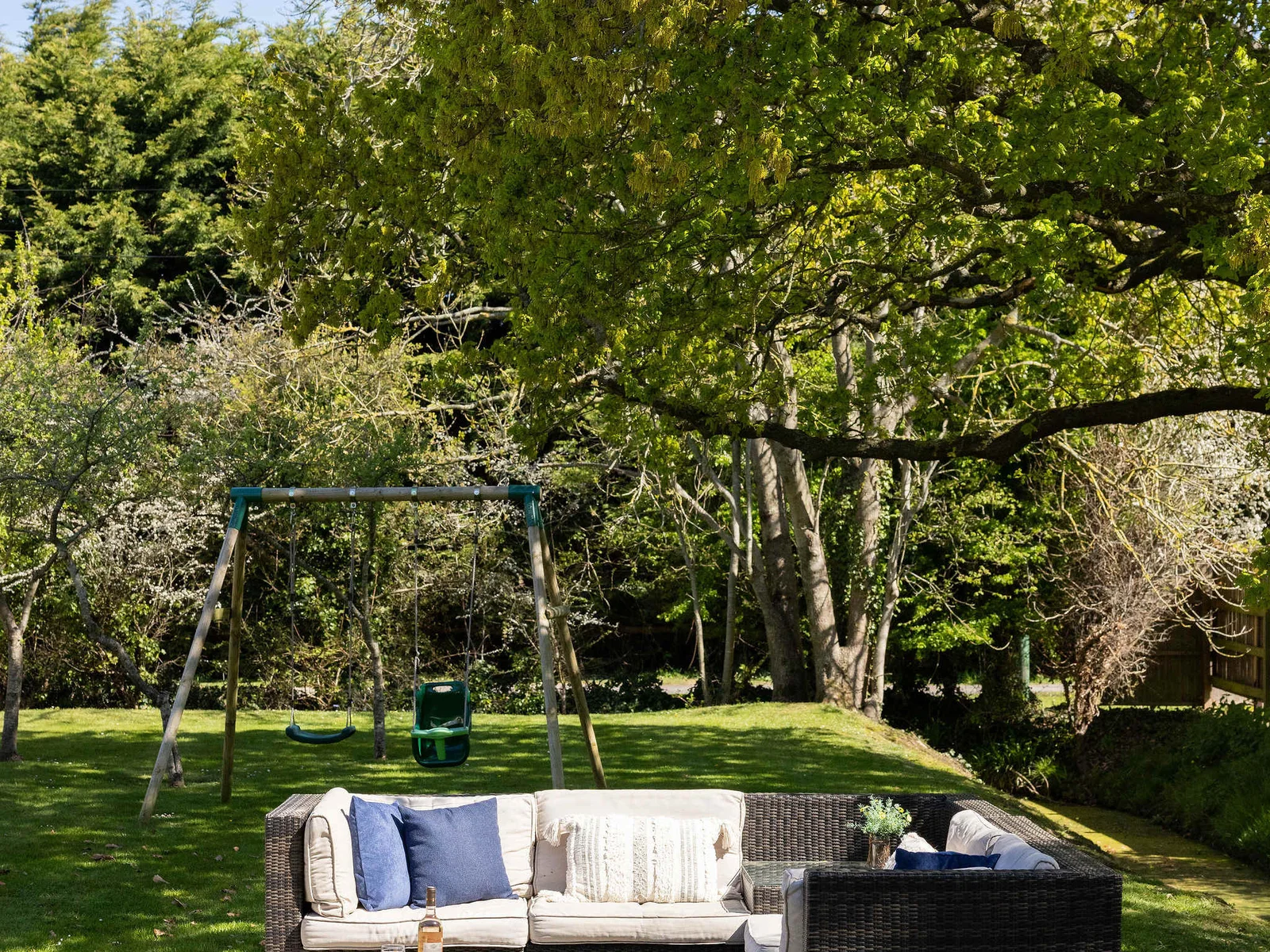 Relax with a cold drink to the sound of birdsong after a day exploring the local area.