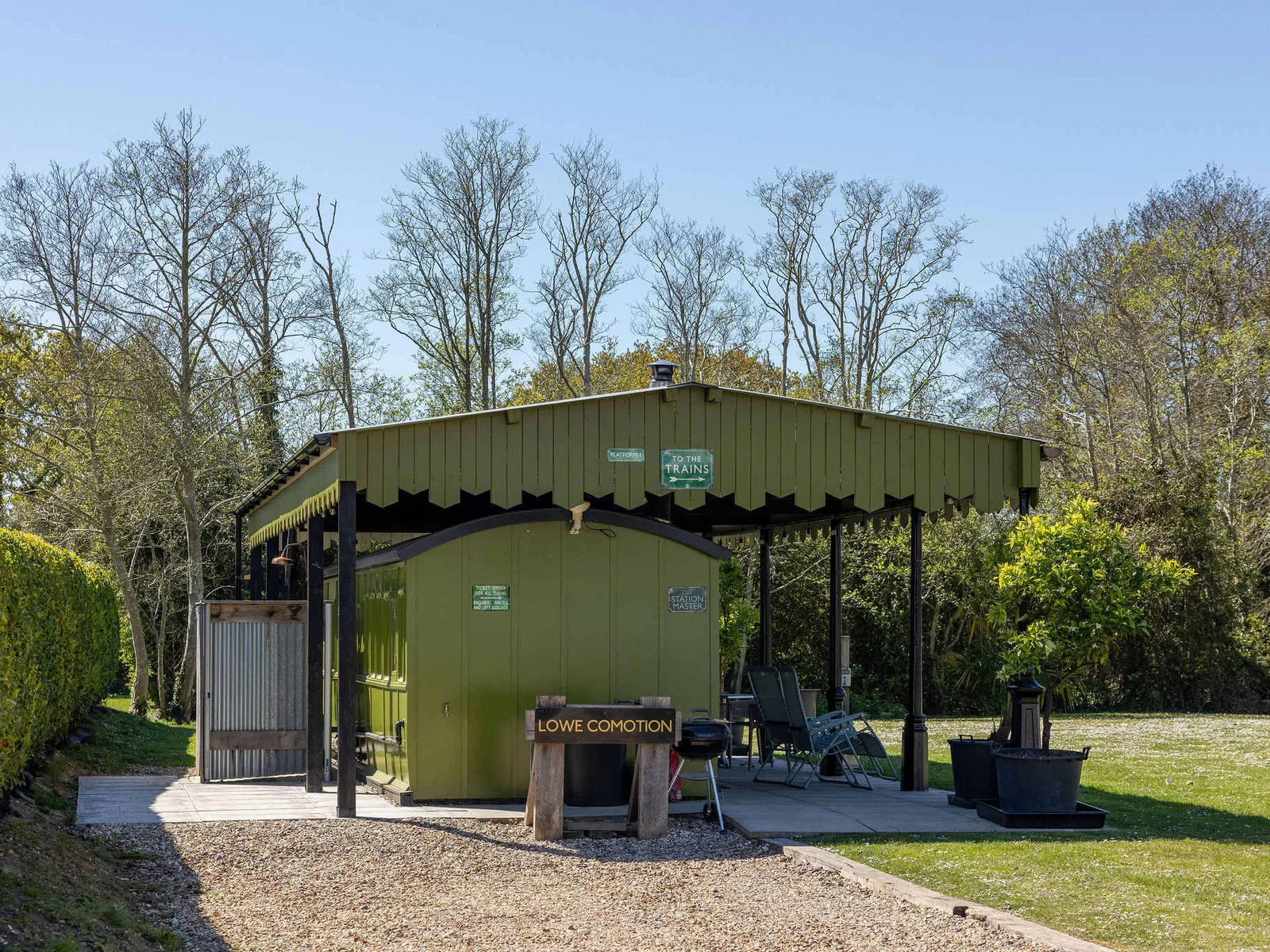 Beautifully remodelled railway carriage, with private patio, garden, BBQ and outdoor shower.