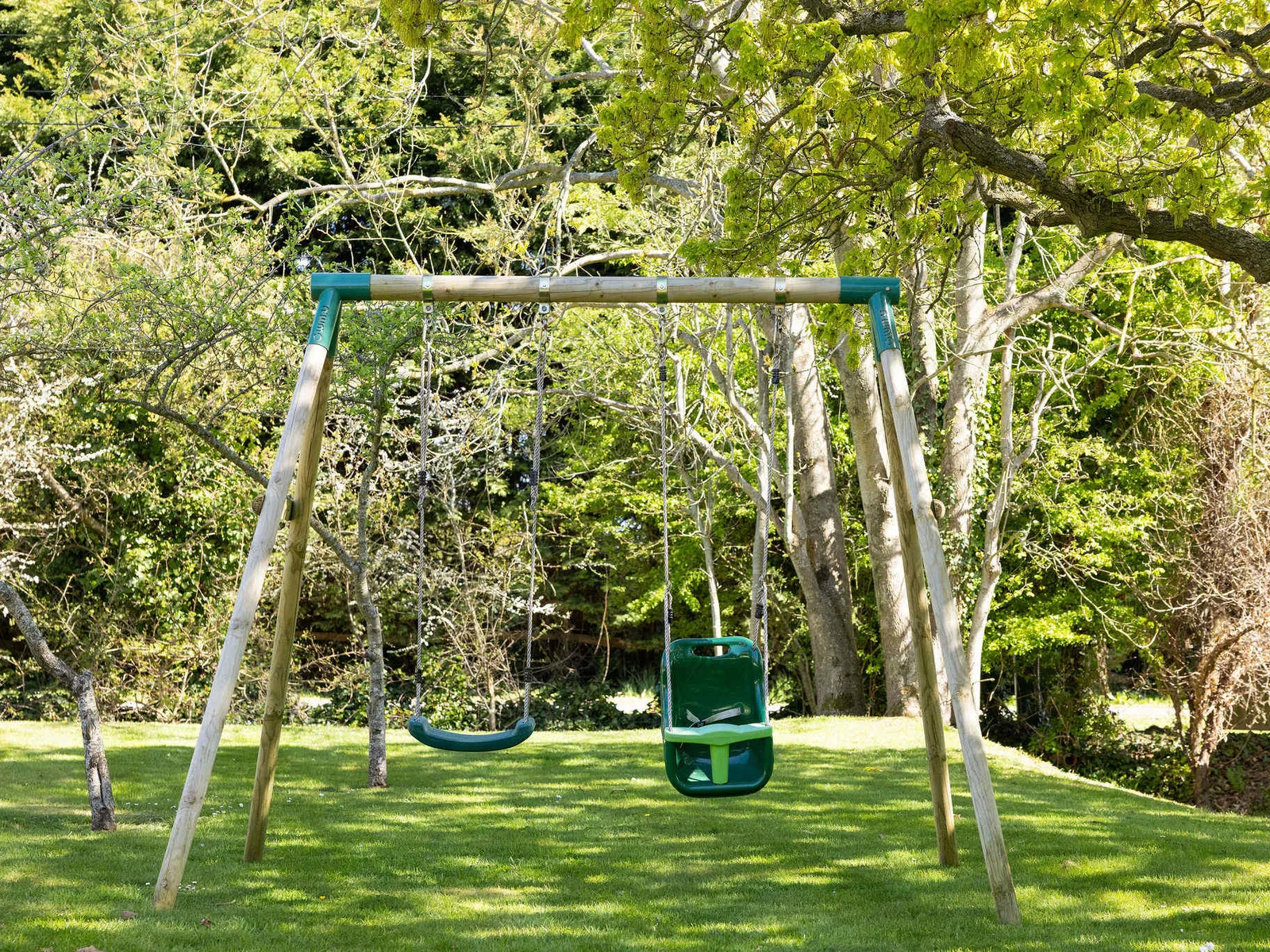 Children will love the swing set.