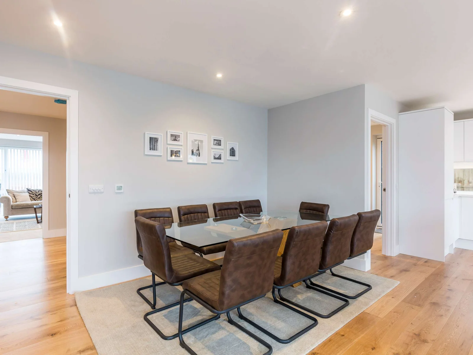The dining table is ready to host meals, games, even work sessions