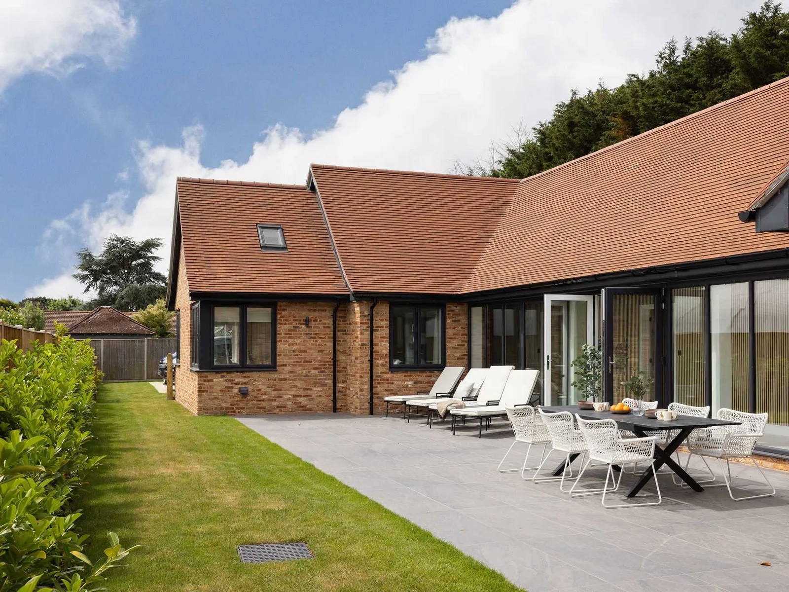 Large private patio overlooking the peaceful garden