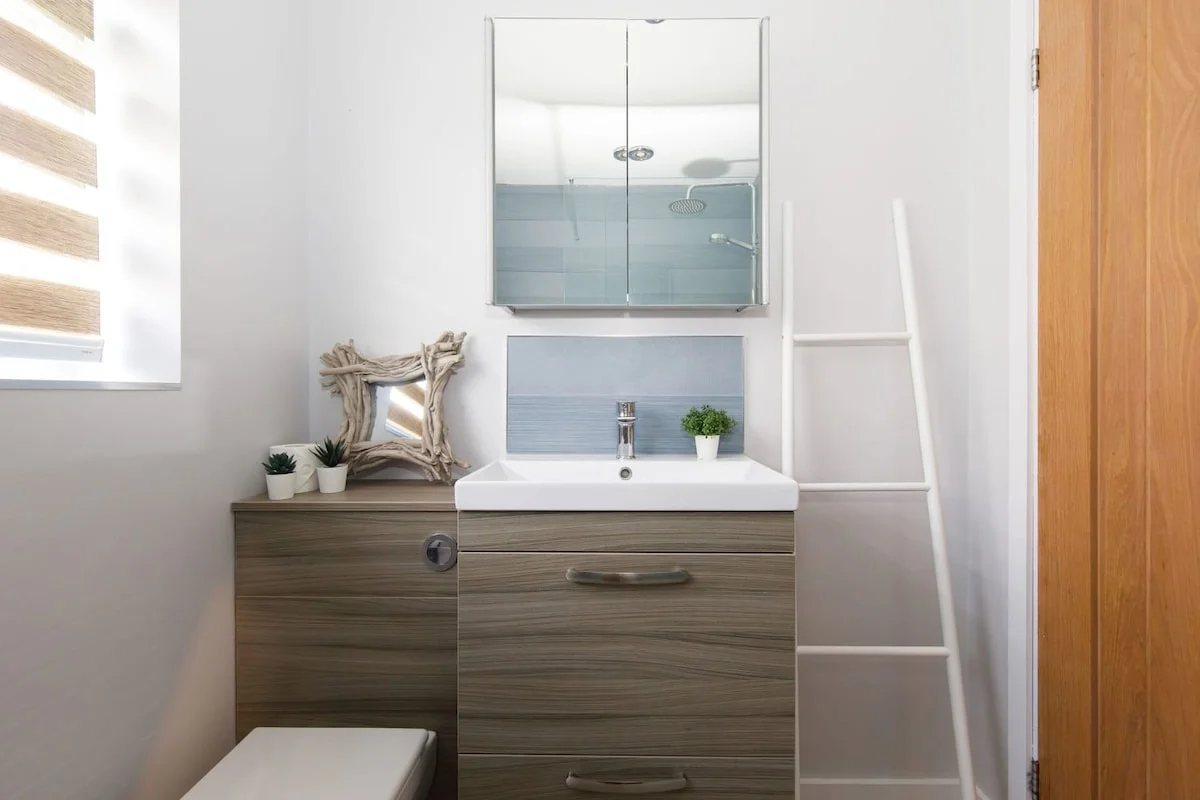 Freshen up in the well-appointed bathroom.