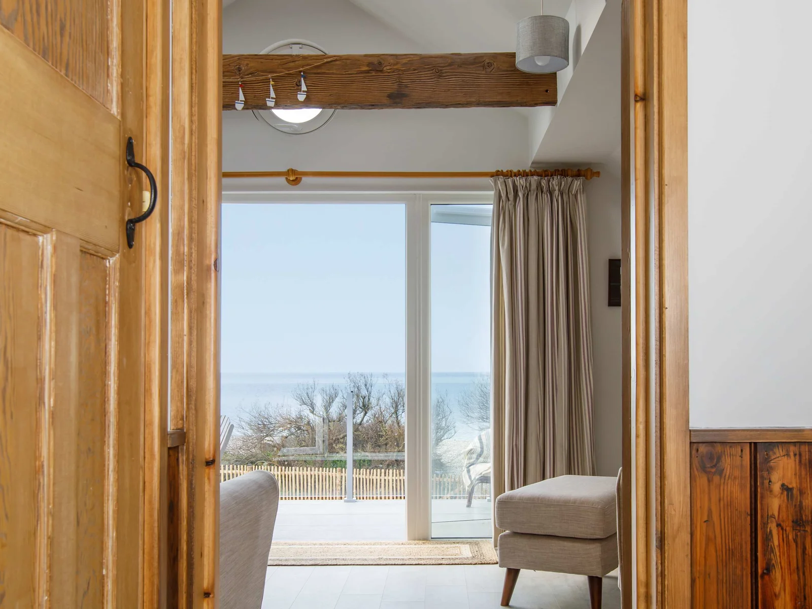 Exposed wooden beams add to the rustic ambiance