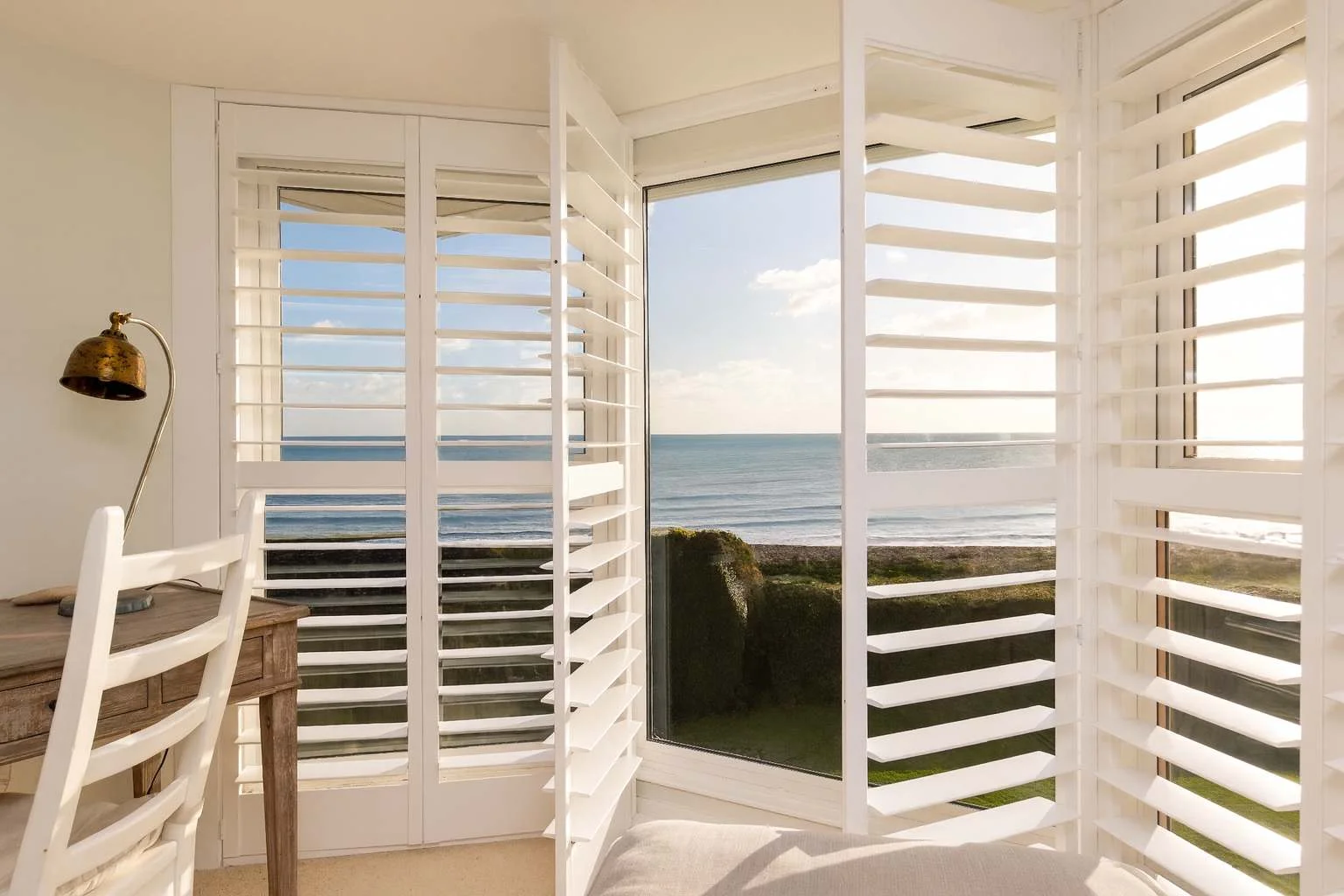 Relaxing chaise lounge with sea views.