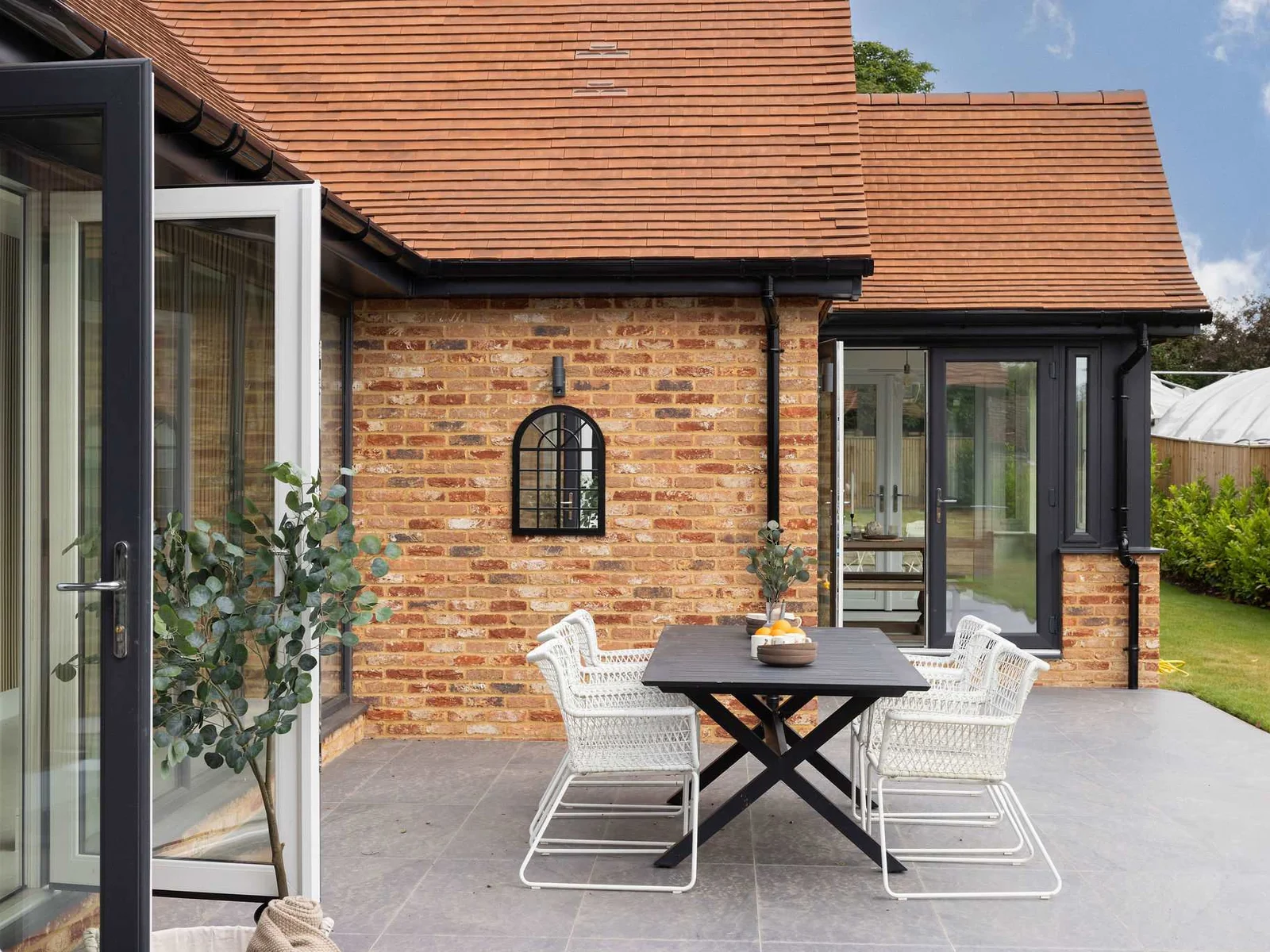 Private outdoor dining area overlooking the garden
