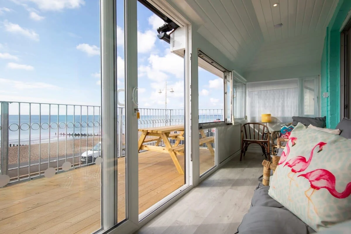 Slide open the glass doors to create a seamless inside/outside space