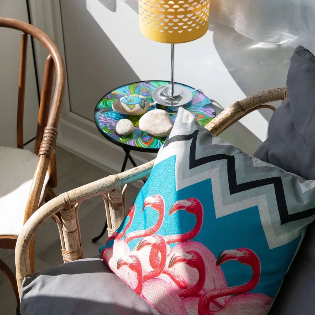 The bright, vibrant sunroom is the perfect place to sit and relax with a cup of tea72