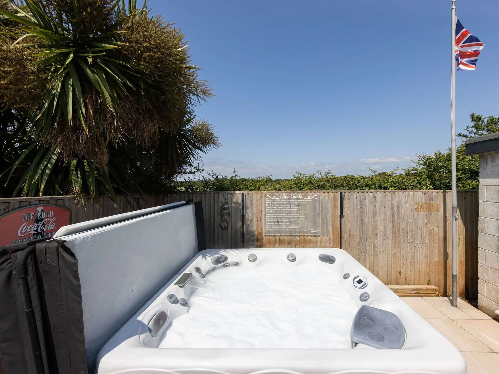 Private hot tub under clear skies