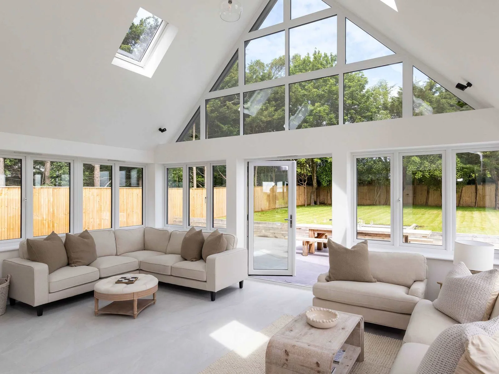Bright living space with peaceful garden views