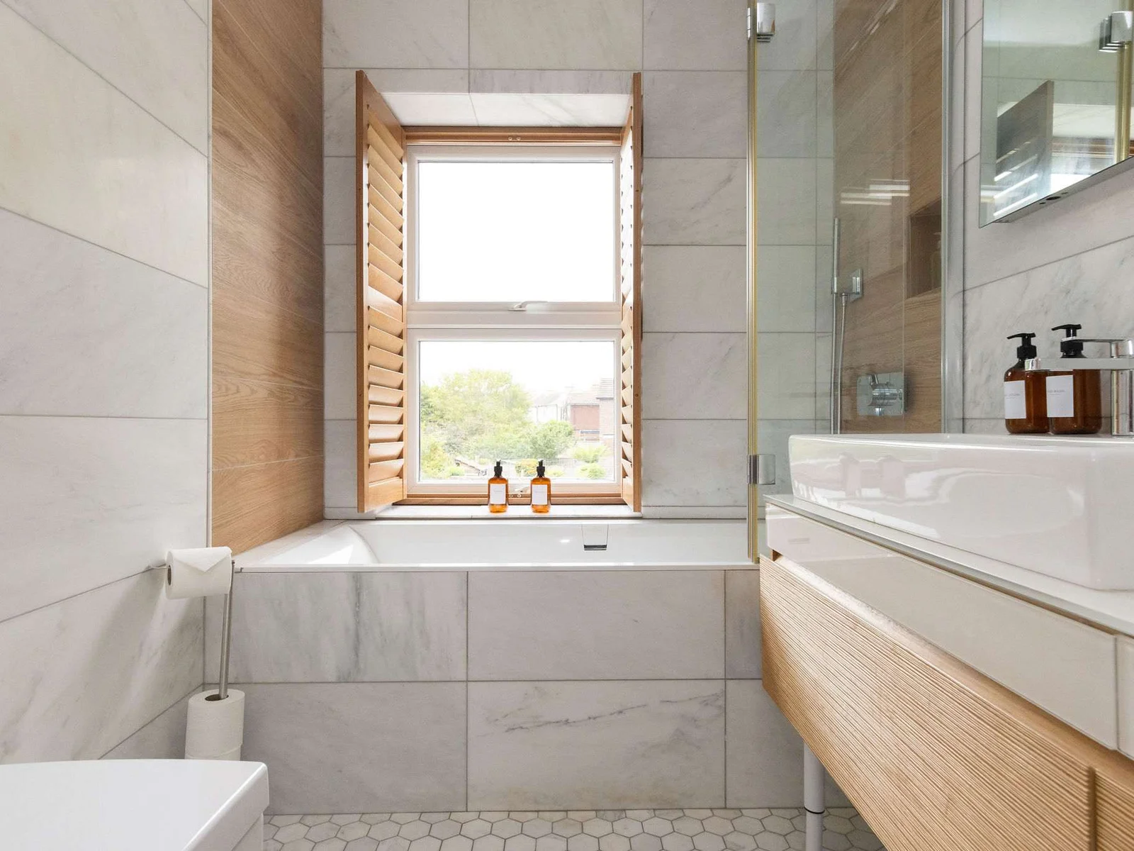 A gorgeous sized bathroom on the first floor!