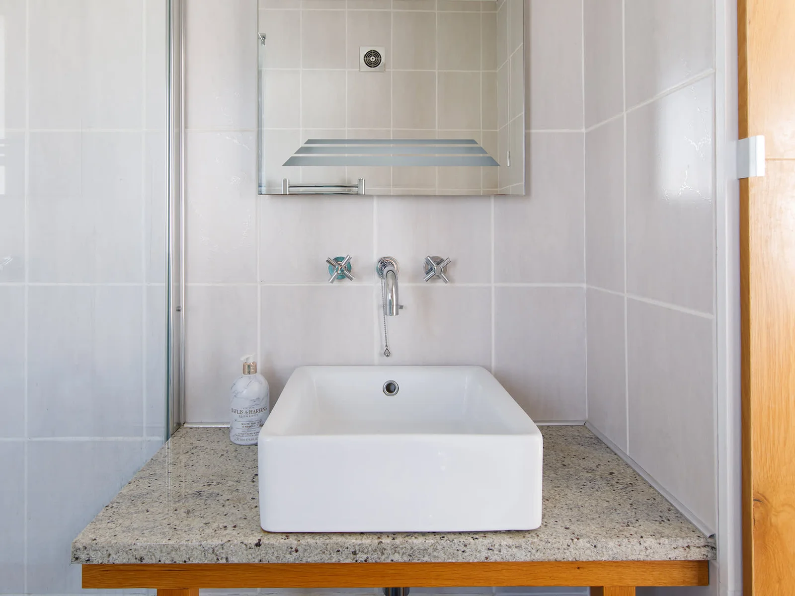 Master bedroom ensuite, with walk in shower, WC and basin.