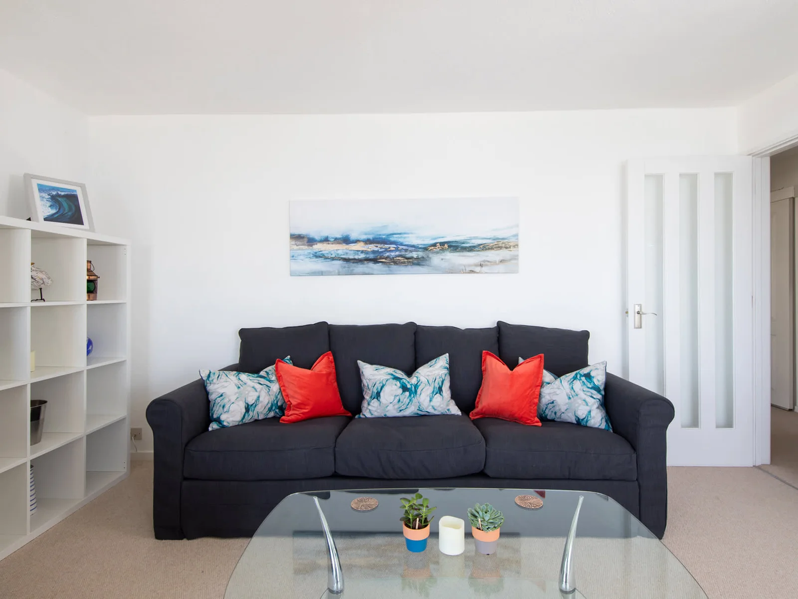 Comfortable sofa with pillows