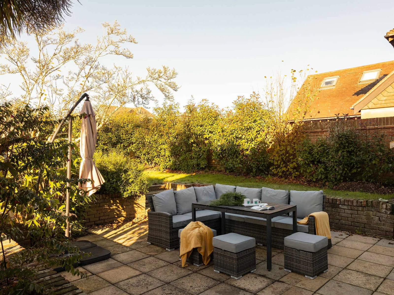 Step outside into the rear garden