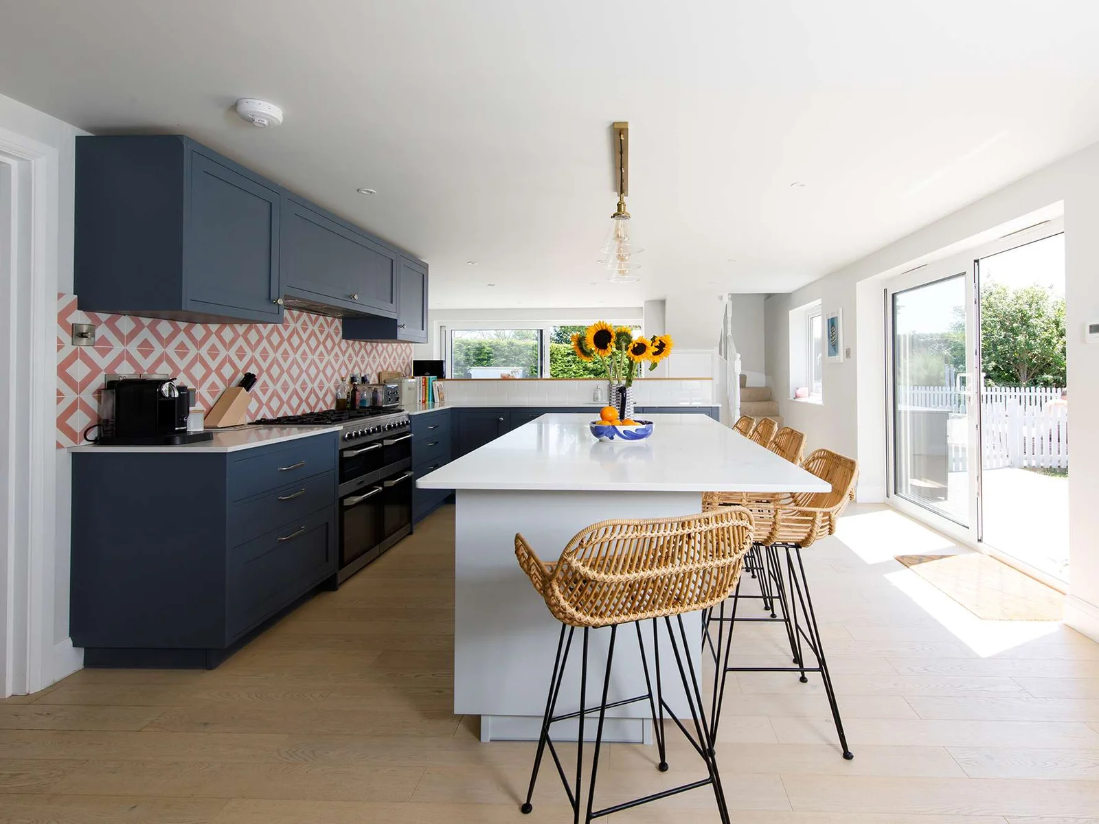 The open plan kitchen/living/dining area is light, airy and modern.