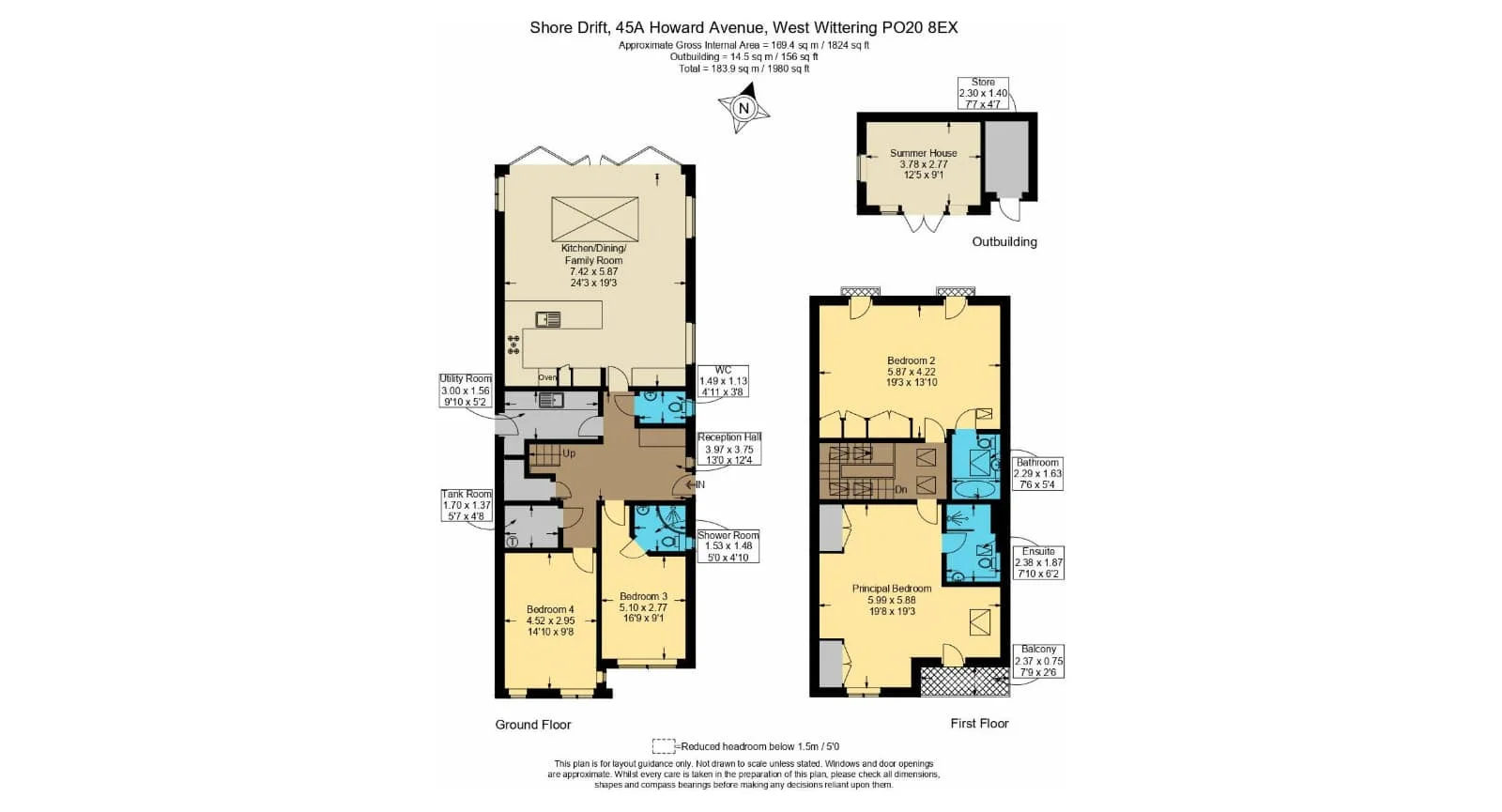 Handy floorplan for choice of bedrooms!