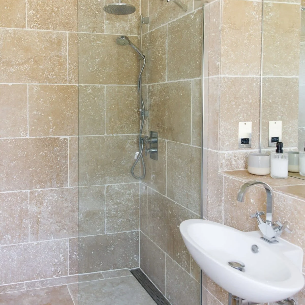 The shower ensuite serves the downstairs king room.