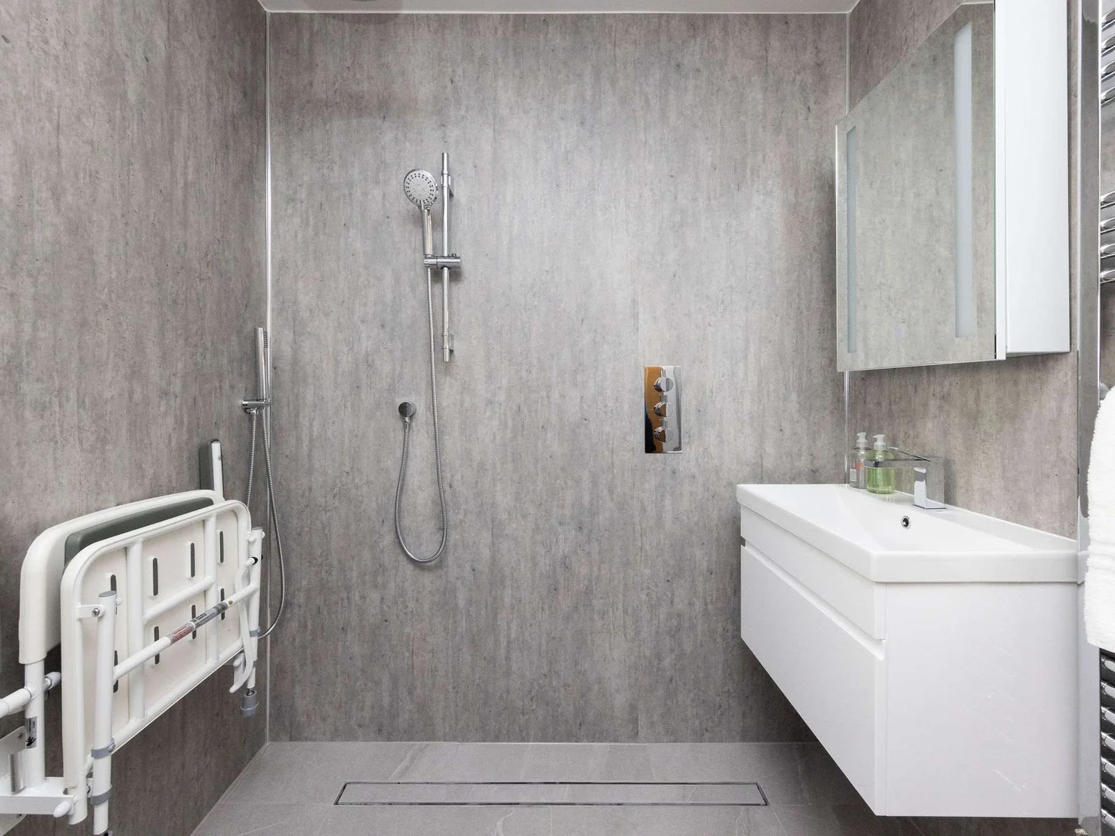 Contemporary coastal home with modern bathrooms, designed for comfort and ease during your stay.