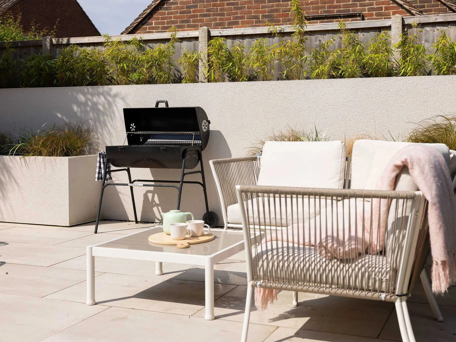 Relax in this little sun trap on our lovely outside sofa