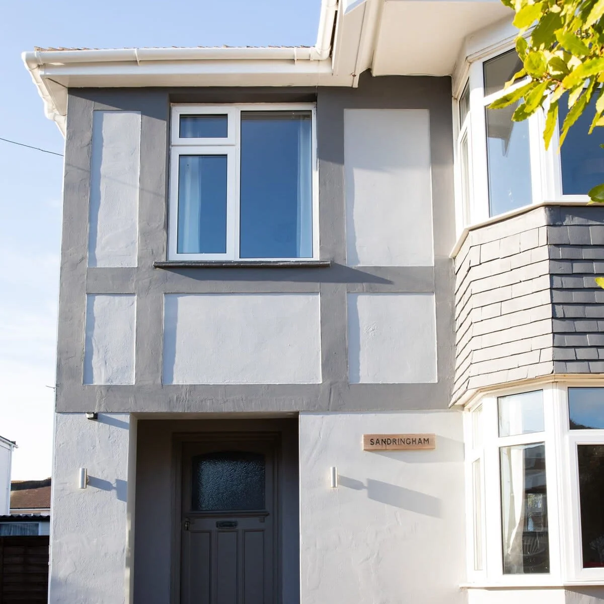 Looking up to the first floor from the front garden.