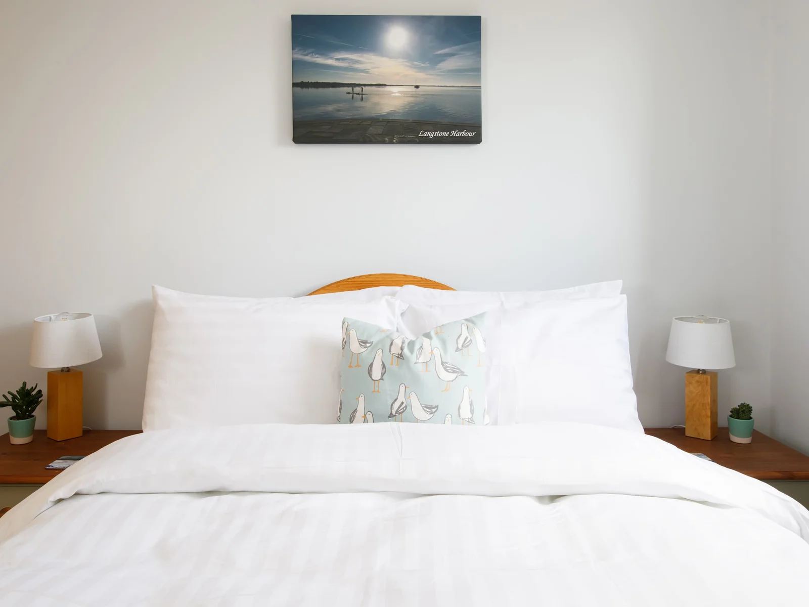 Unique artwork matches the seaside décor
