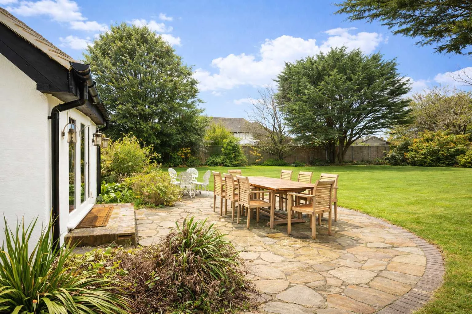 Lawn and seating for outdoor dining and relaxing