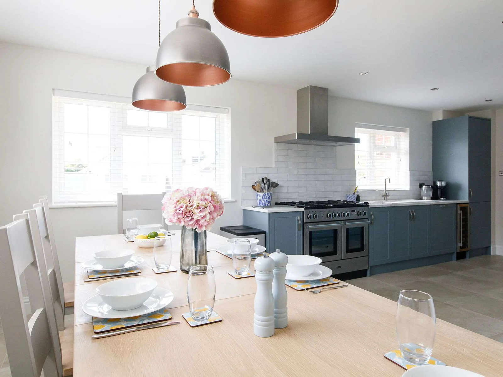 The dining area is connected to the kitchen.