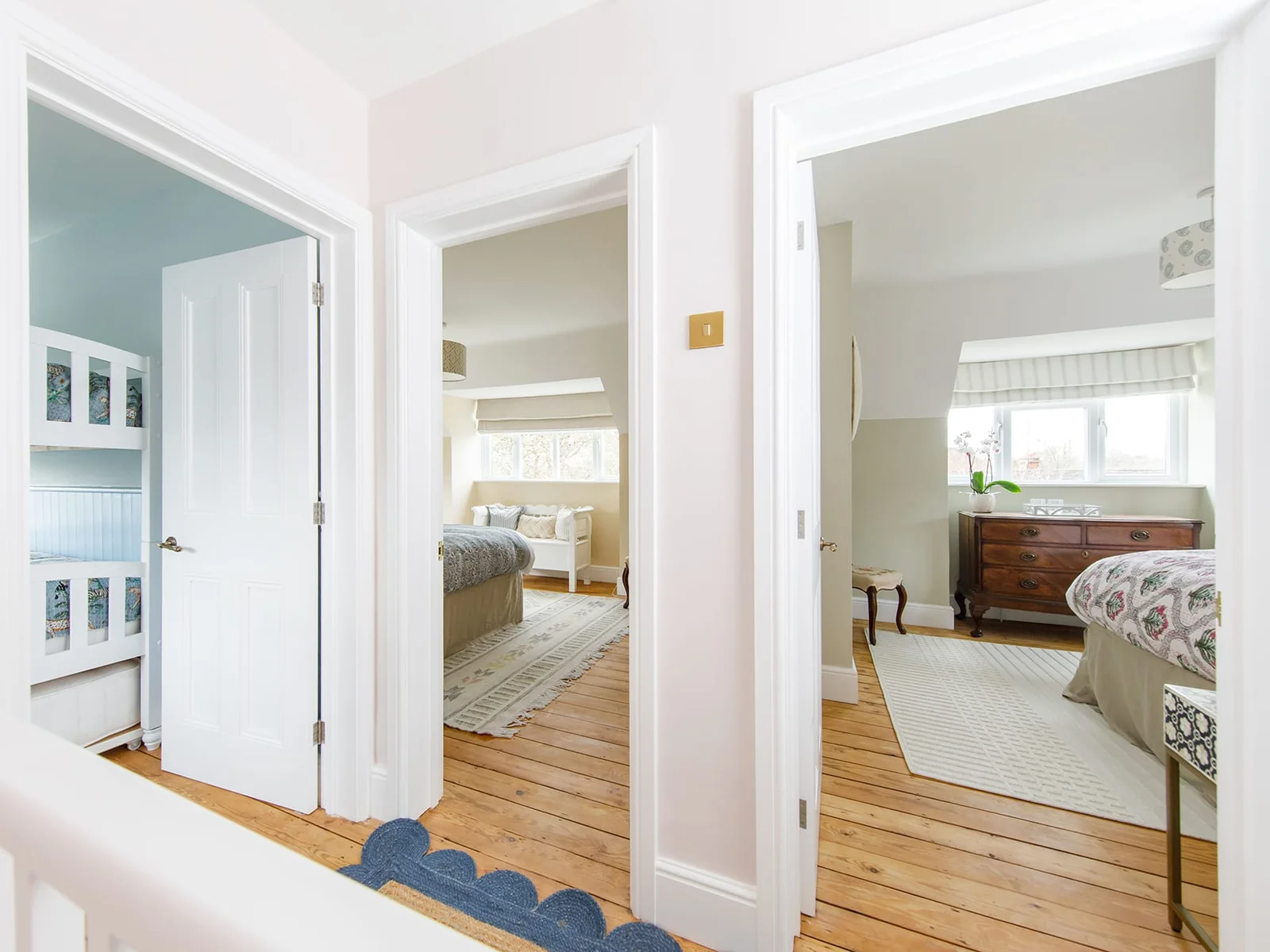 Head to the first floor to find three beautifully decorated bedrooms and family bathroom.