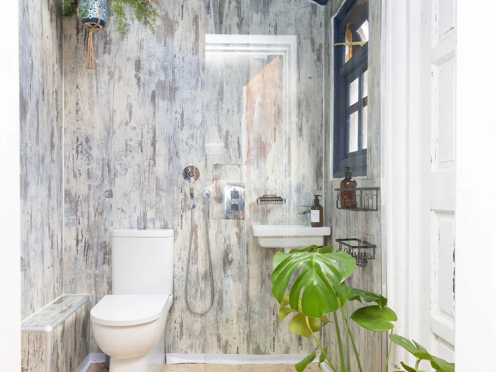 Walk in downstairs bathroom, perfect when coming in from the pool