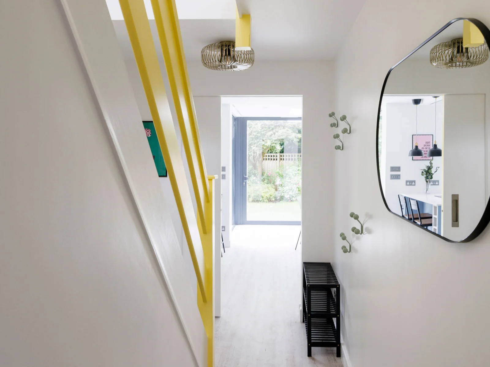 Stylish hallway with vibrant accents