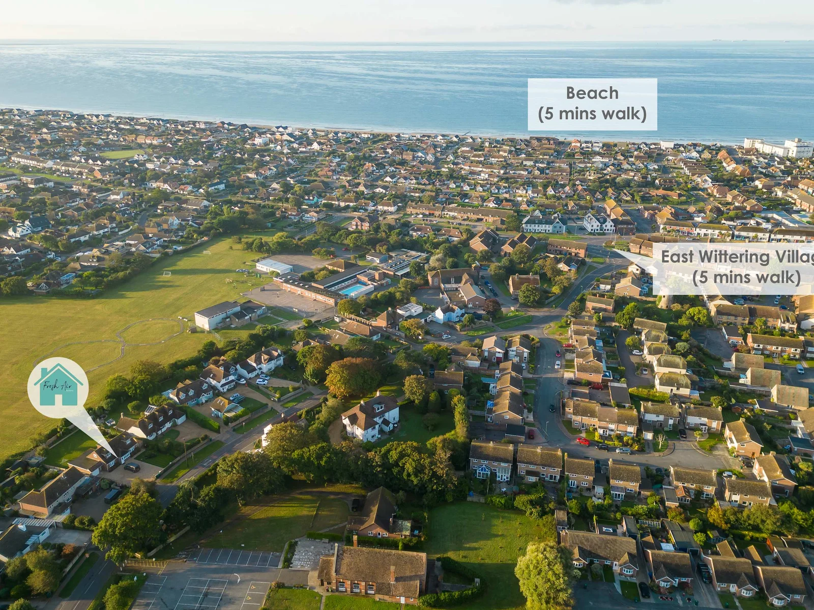 The beach and village are only 5 minutes stroll away.