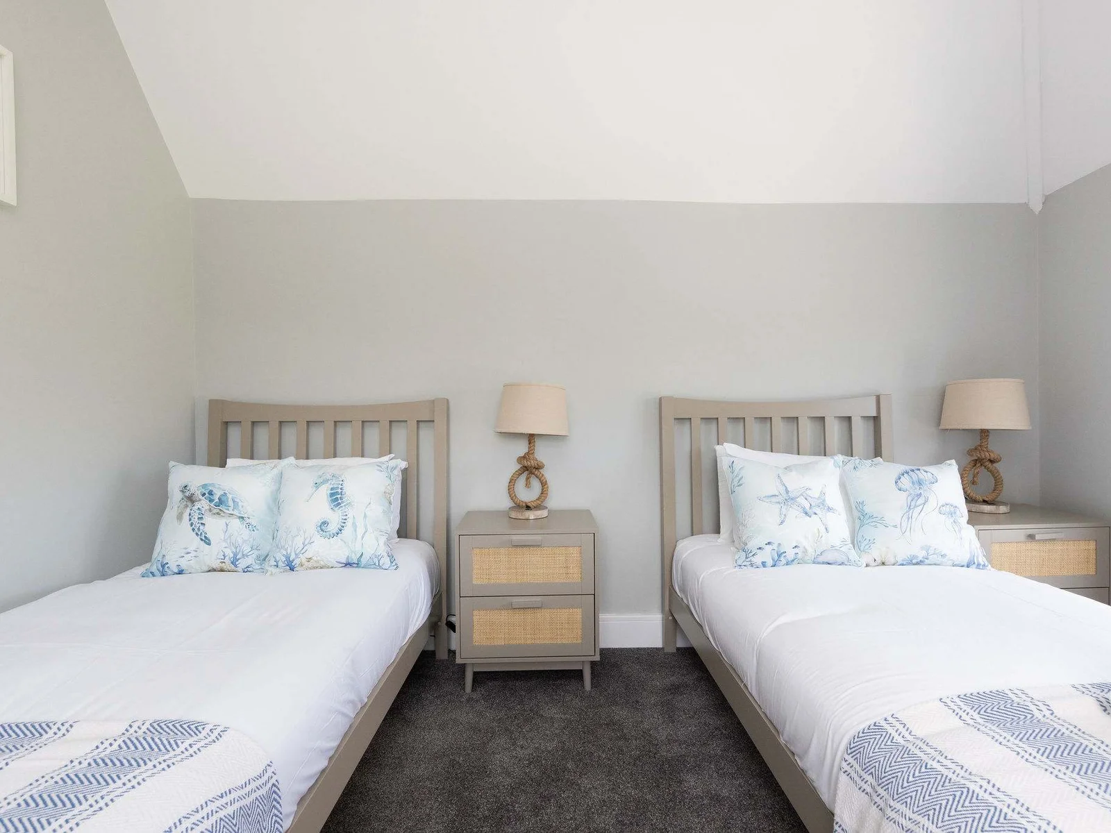 The ideal comfortable setup for friends or family sharing a room.