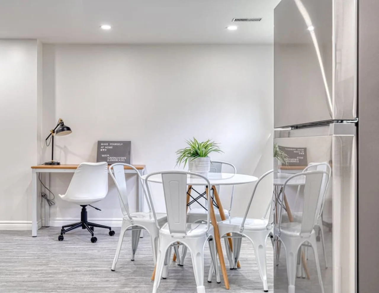 You are surrounded by tasteful decor and warm tones, making the dining room a perfect setting for any occasion.