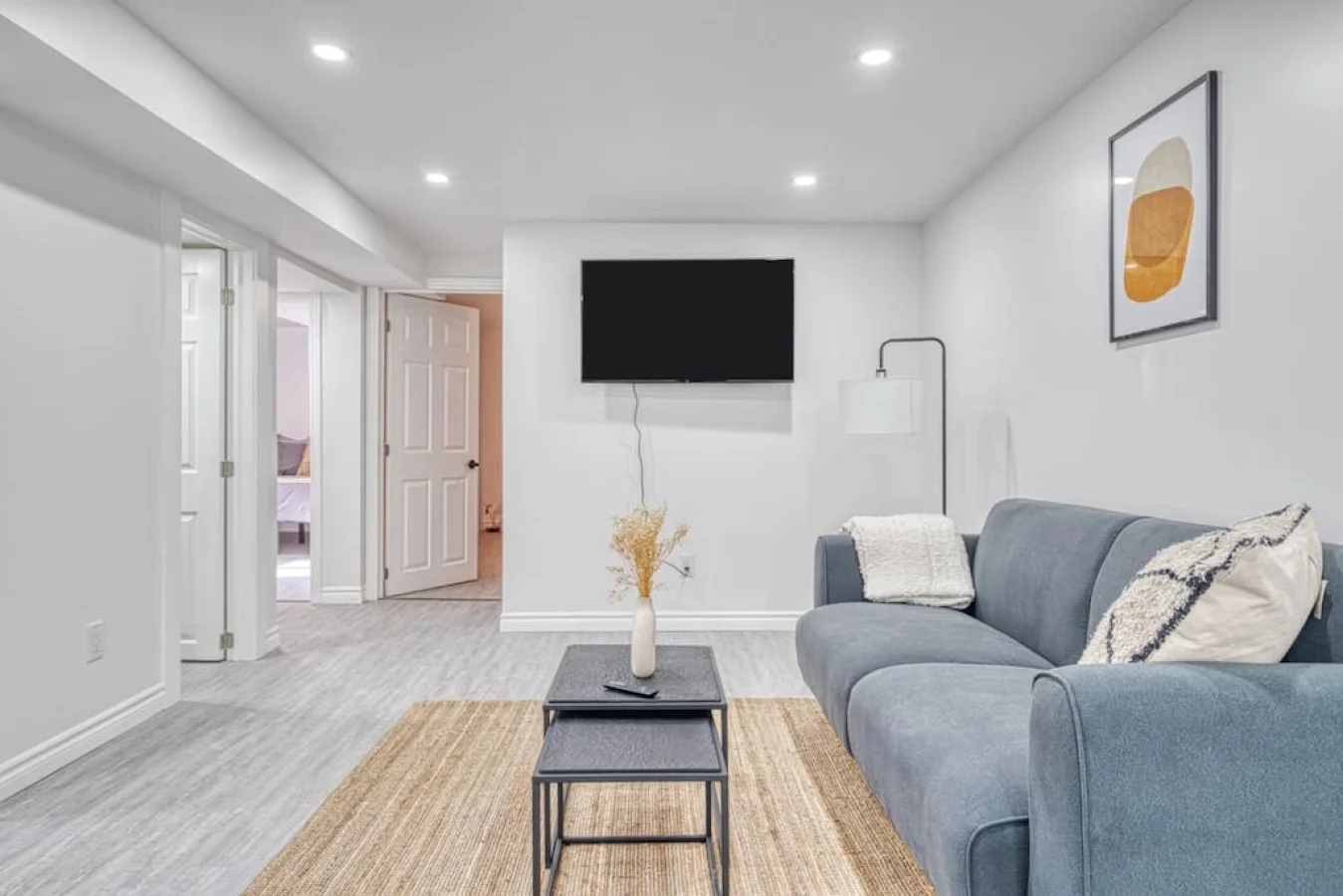 Relax in the living room and watch your favorite shows, lounging is a great way to unwind after a long day.