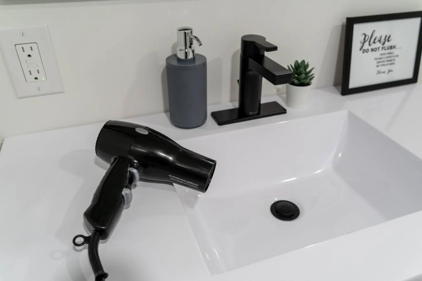 Hairdryer located in the vanity