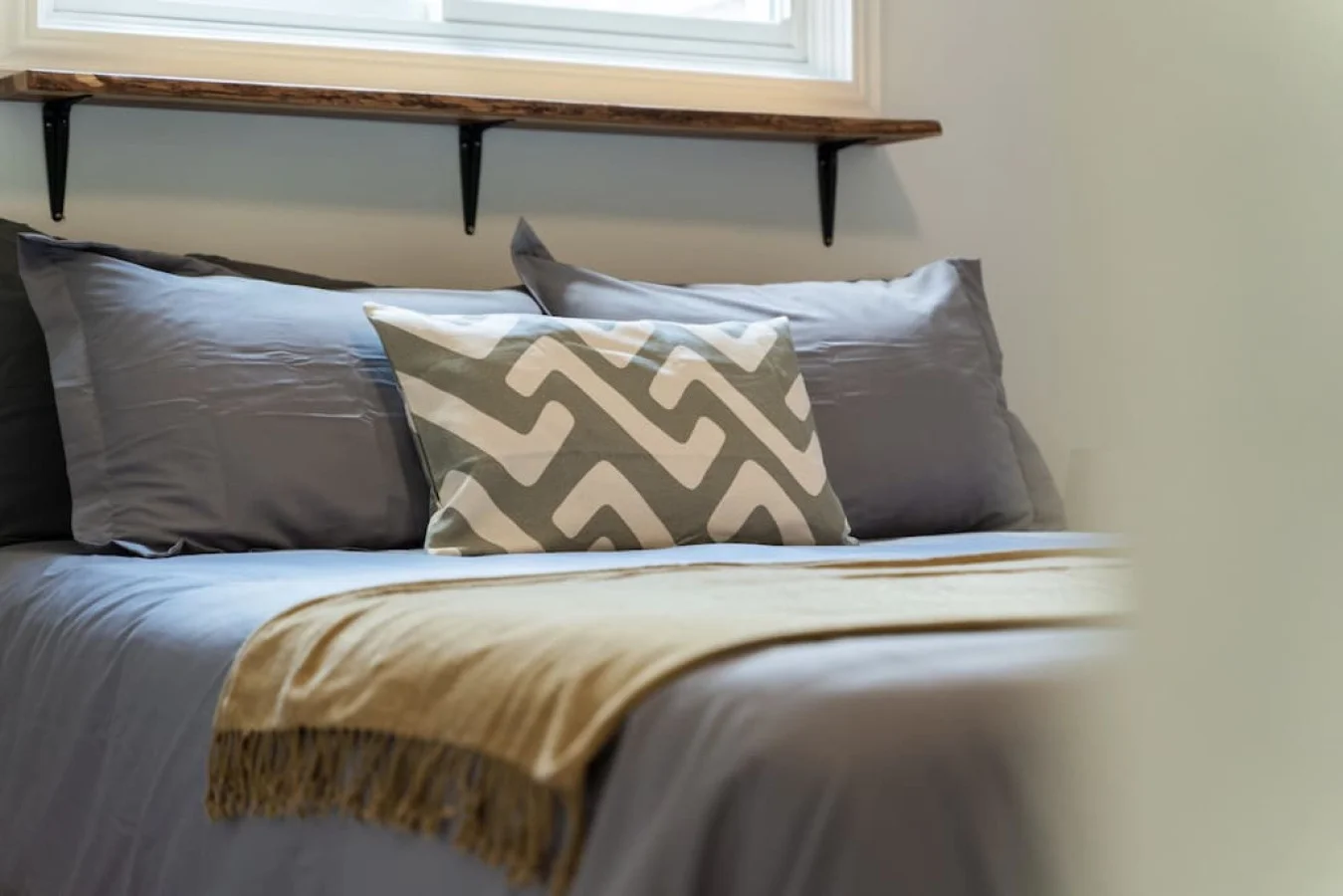 The bedroom offers a sanctuary of calm, where you can unwind and recharge in comfort and style.